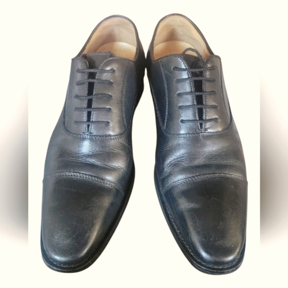 Desai Men's Classic Black Leather Handmade Dress Cap Toes Oxford Shoes Sz 42 - Picture 10 of 10